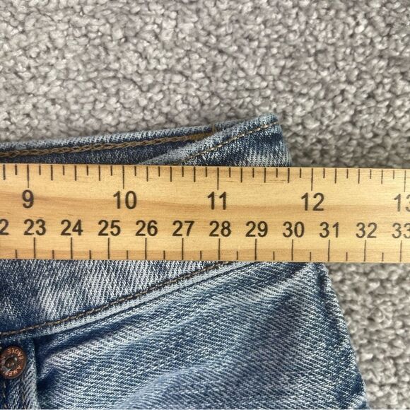 American Eagle 90's Boyfriend Denim Shorts Women's 00 Blue High Rise Ripped - Picture 6 of 9